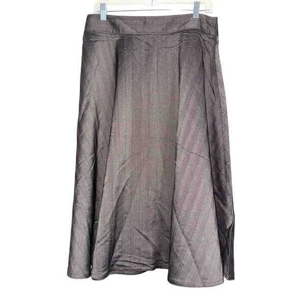 Grace Elements A-Line Midi Skirt Size 12 Gray Herringbone Pattern Polyester Blen - Picture 1 of 6